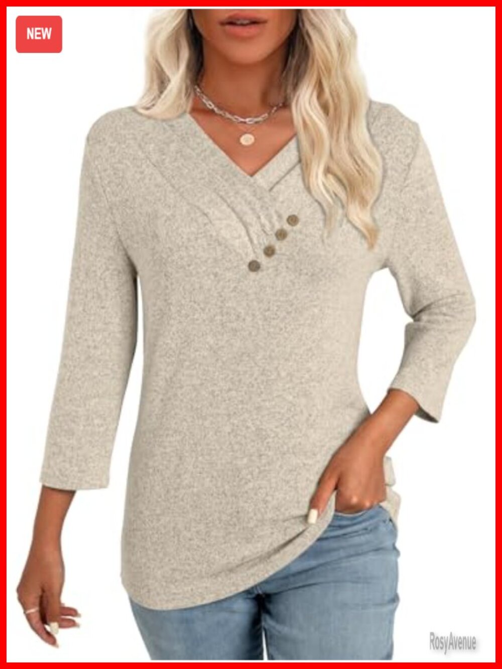 Women Long Sleeve V-Neck Tunic Top Loose Fit Blouse for Leggings